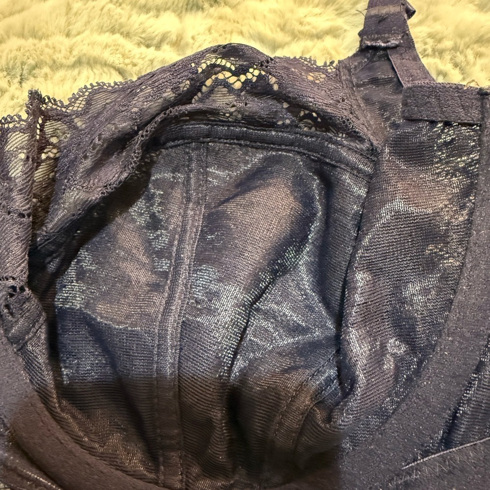 Paramour by Felina Unlined Black Lace Bra with Underwire Support Size 36 DDD - Picture 3 of 8